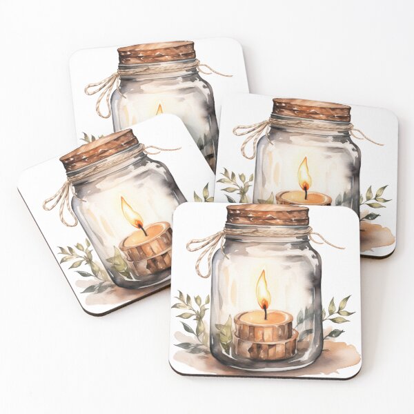 Item preview, Rustic Watercolor candle in a jar  designed and sold by ZAHARIA DANIELA.