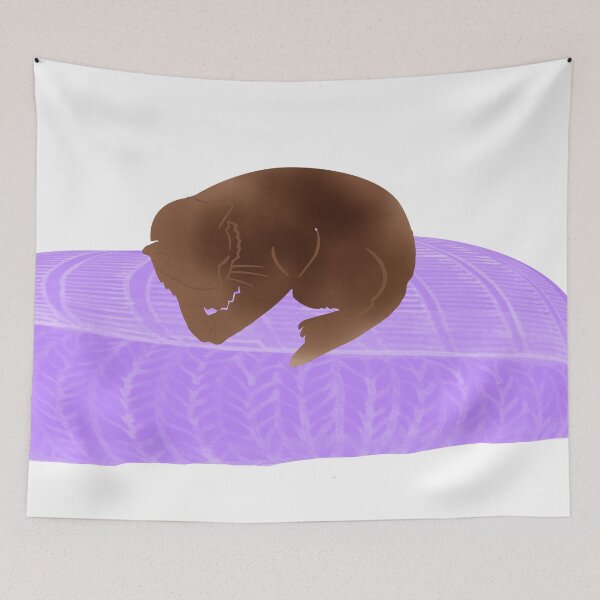Item preview, Cat on purple blankets designed and sold by CecilesteesToo.