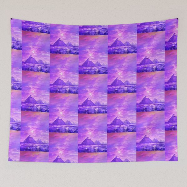 Item preview, The Pyramids of Giza, Egypt, Magenta, AI Generated Art - One of the Seven Wonders of the Ancient World designed and sold by studioSharonKay.
