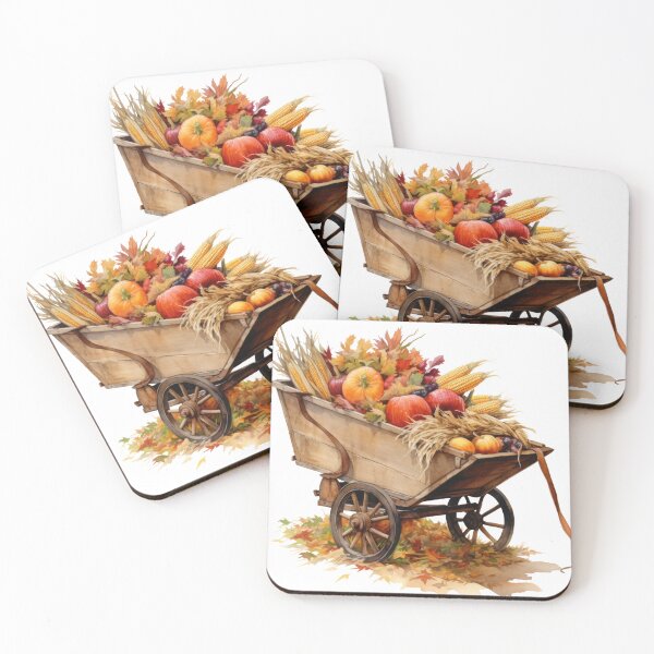 Item preview, Watercolor Wheelbarrow filled with harvest, Autumn illustration designed and sold by ZAHARIA DANIELA.