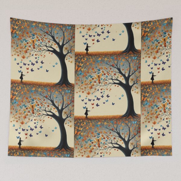 Item preview, Autumn Fall Tree Leaf Fall and Butterflies designed and sold by DigiDesignArt.