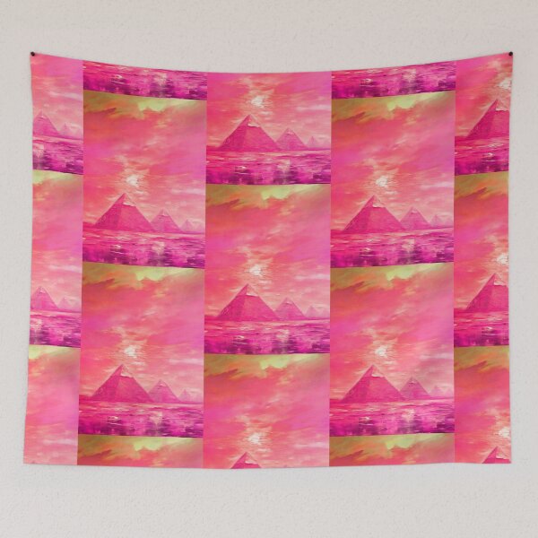 Item preview, The Pyramids of Giza, Egypt, Pink, AI Generated Art - One of the Seven Wonders of the Ancient World designed and sold by studioSharonKay.