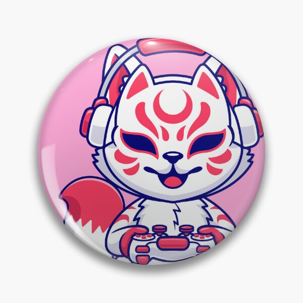 Item preview, Cute Fox Kitsune Gaming with Headphones: Cartoon Vector Icon Illustration designed and sold by hjian8219.