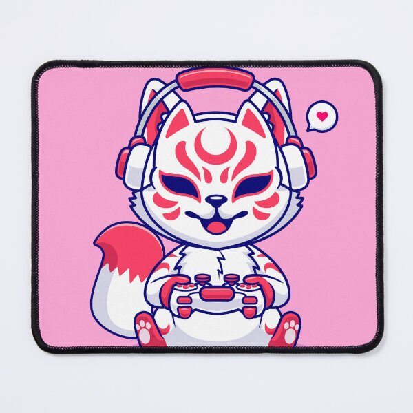Item preview, Cute Fox Kitsune Gaming with Headphones: Cartoon Vector Icon Illustration designed and sold by hjian8219.