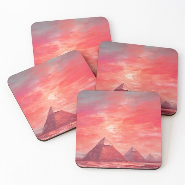 Item preview, The Pyramids of Giza, Egypt, Red, AI Generated Art - One of the Seven Wonders of the Ancient World designed and sold by studioSharonKay.
