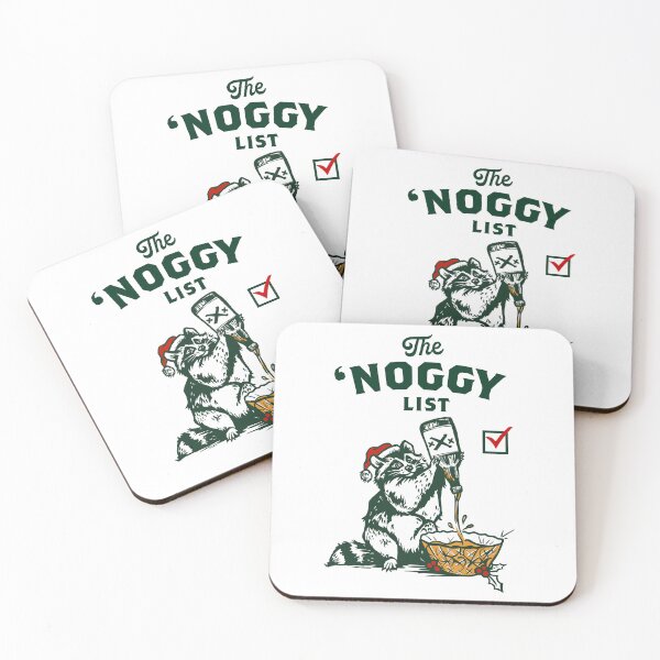 Item preview, Funny Christmas Raccoon Drinking & Spiking Eggnog In Santa Hat designed and sold by The Whiskey Ginger Design Shop.