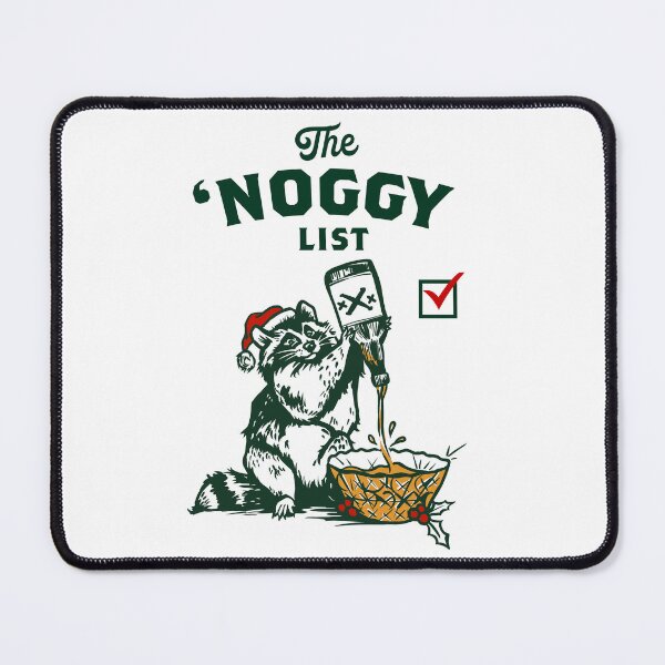 Item preview, Funny Christmas Raccoon Drinking & Spiking Eggnog In Santa Hat designed and sold by The Whiskey Ginger Design Shop.