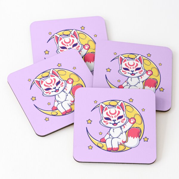 Item preview, Cute Fox Kitsune Sitting on Moon: Holiday Illustration" designed and sold by hjian8219.