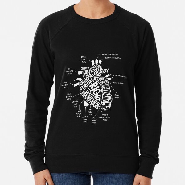 Anatomical Heart T-shirt Anatomical Heart Diagram Tshirt Lightweight Sweatshirt