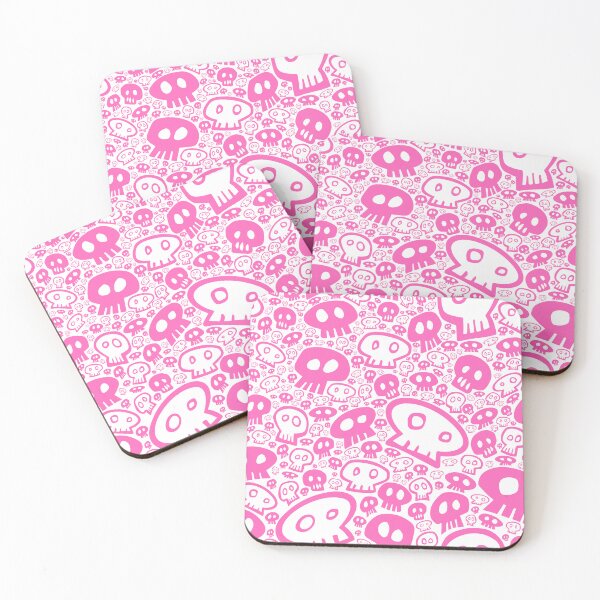 Item preview, Full Skull Pattern, pink on white designed and sold by tchotchkekitsch.