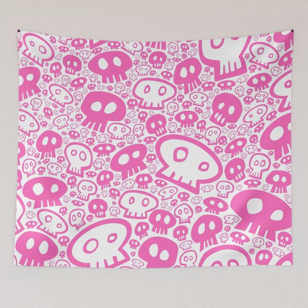 Item preview, Full Skull Pattern, pink on white designed and sold by tchotchkekitsch.