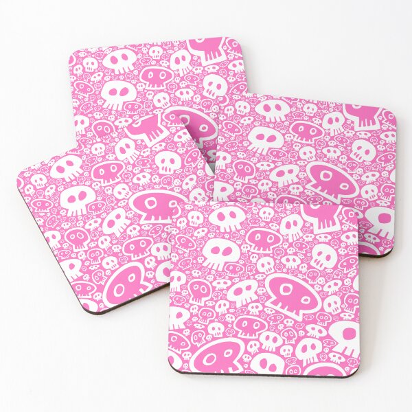 Item preview, Full Skull Pattern, white on pink designed and sold by tchotchkekitsch.