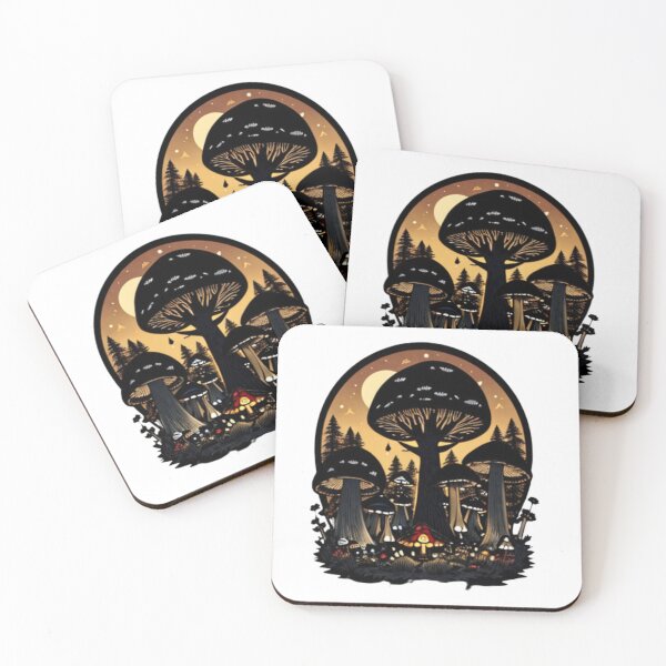 Item preview, Celestial Fungi: Dark Mushrooms Under a Toasty Sky designed and sold by AlteredNature.
