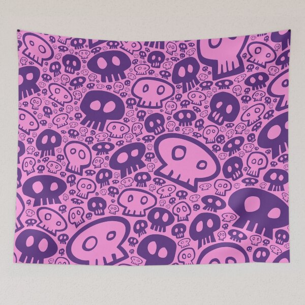 Item preview, Copy of Full Skull Pattern, purple on pink designed and sold by tchotchkekitsch.