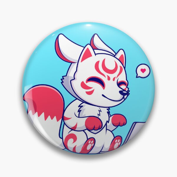 Item preview, Cute Fox Kitsune Working on Laptop Cartoon Vector Icon Illustration designed and sold by hjian8219.
