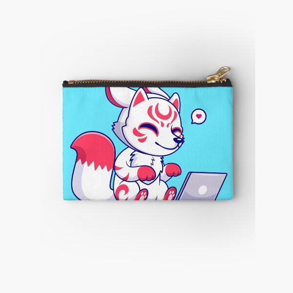 Item preview, Cute Fox Kitsune Working on Laptop Cartoon Vector Icon Illustration designed and sold by hjian8219.