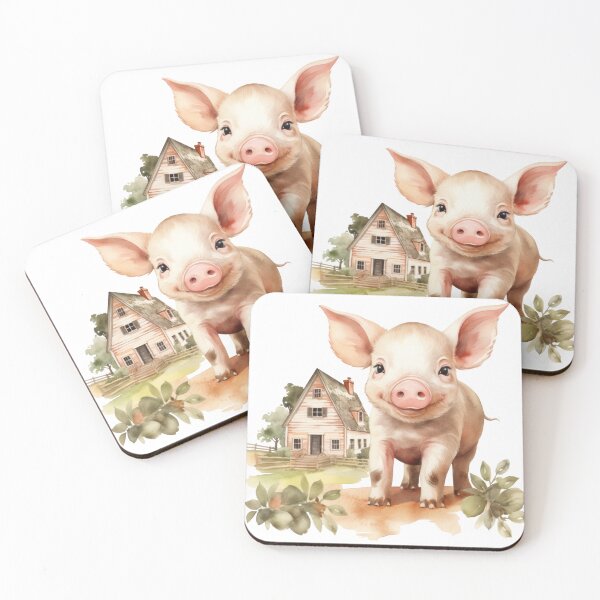 Item preview, Watercolor cute baby Pig, Farmhouse illustration designed and sold by ZAHARIA DANIELA.