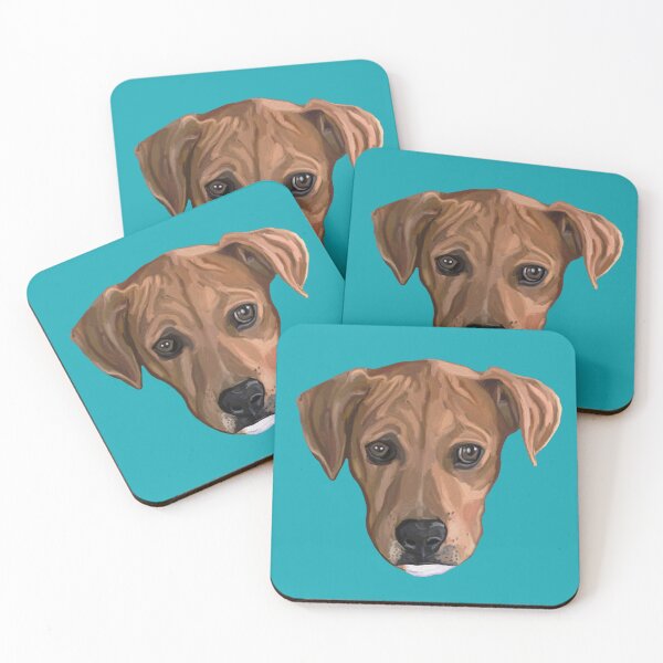 Item preview, Sweet Brown Pitbull Puppy Portrait designed and sold by Deborah Camp.