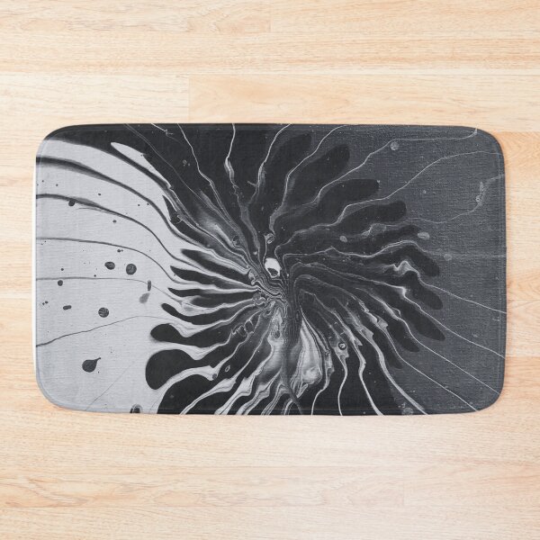BLACK MARBLE HEART ABSTRACT ACRYLIC ART Bath Mat