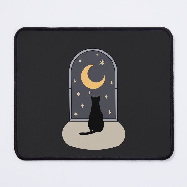 Item preview, Black cat in the window looking at the moon designed and sold by MojaDoodles.