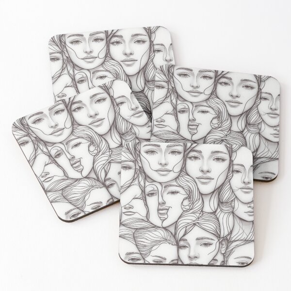 Item preview, Interesting pattern of porcelain female faces designed and sold by GalileoSDesigns.