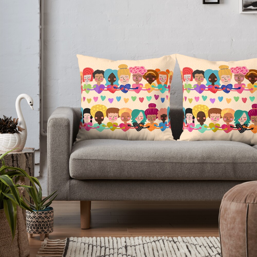 Sisterhood Garlands - Light Background Throw Pillow