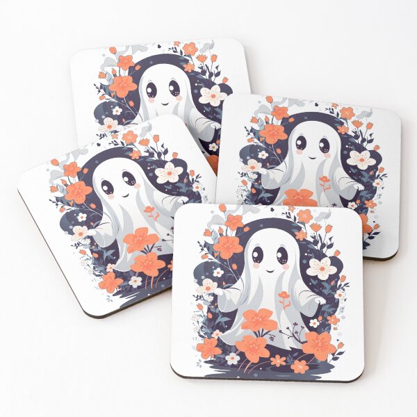 Item preview, cute ghost with flowers designed and sold by Majkel & Majkel.