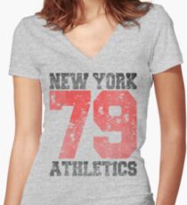 New York athletics 79 Women's Fitted V-Neck T-Shirt