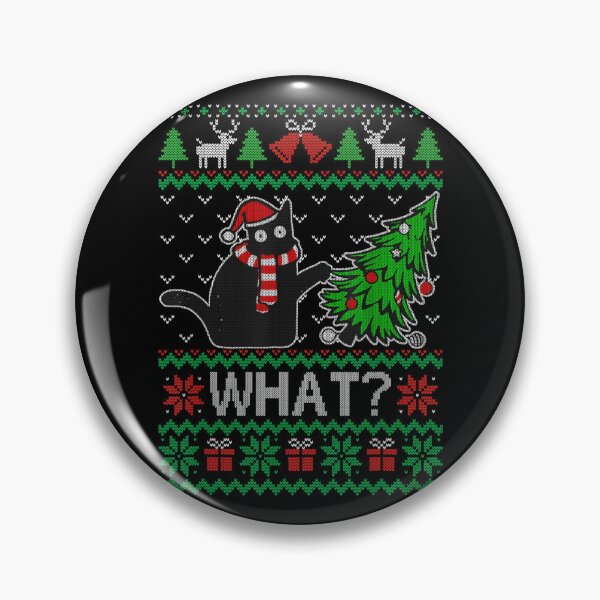 Item preview, Black Cat Pushing Christmas Tree designed and sold by Blonde Zaile.