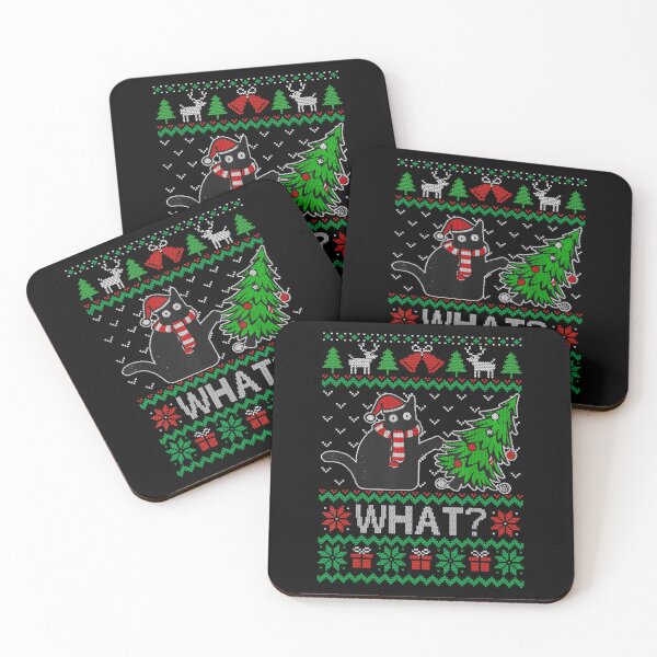 Item preview, Black Cat Pushing Christmas Tree designed and sold by Blonde Zaile.