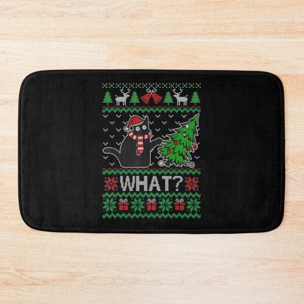 Item preview, Black Cat Pushing Christmas Tree designed and sold by Blonde Zaile.