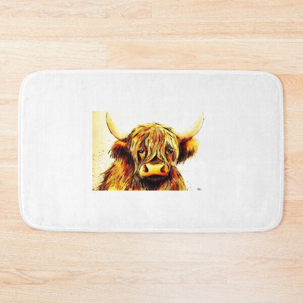 Item preview, Highland cow, pink, edited watercolour painting by Marina Daniluka designed and sold by MariDaniArt.