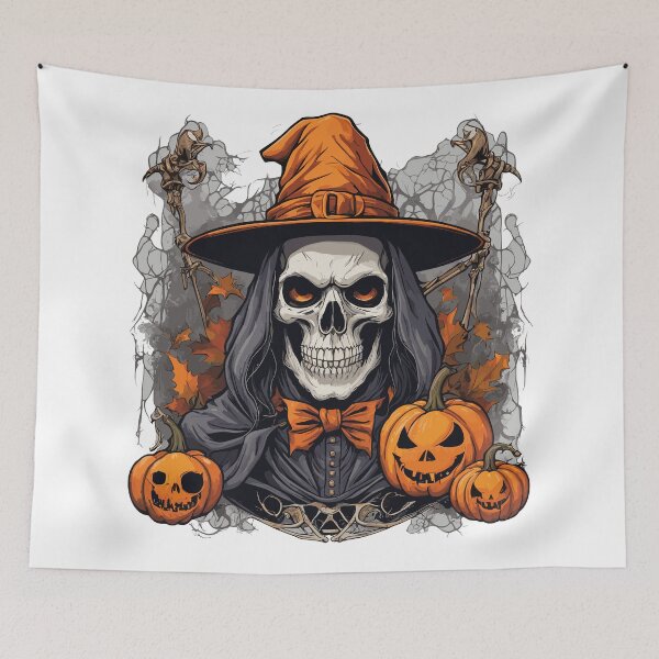 Item preview,  Halloween Witch Skeleton Skull Pumpkin - T-Shirt designed and sold by PrintyArts.