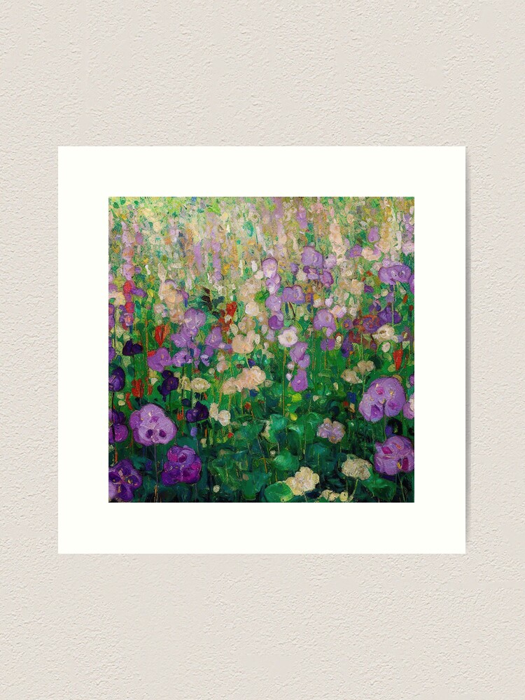Aperçu 1 sur 3. Impression artistique avec l'œuvre Jardin de fleurs - Gustav Klimt créée et vendue par maniacfitness.