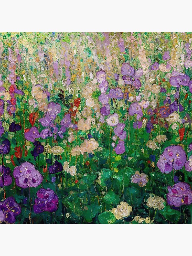 Aperçu 3 sur 3. Impression artistique avec l'œuvre Jardin de fleurs - Gustav Klimt créée et vendue par maniacfitness.