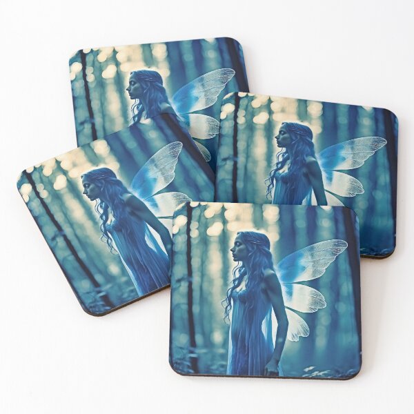 Item preview, Felice - Blue Cyanotype Fairy in Woods designed and sold by FaerieFusion.