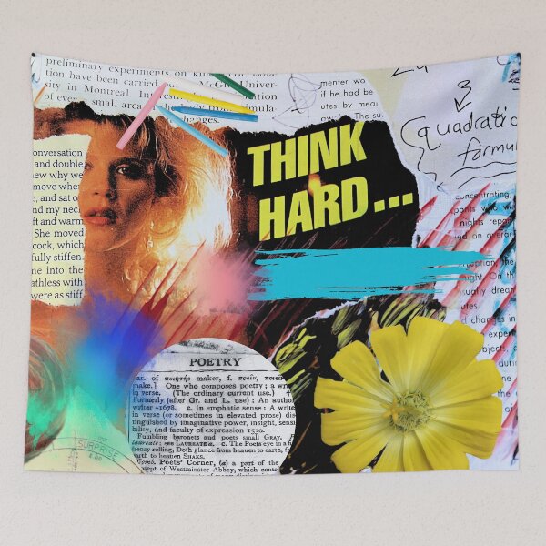 Item preview, Think Hard Collage designed and sold by Swooncake Press.