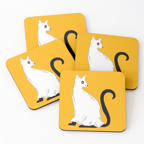 Artikelvorschau, Geheimnisvolle Geisterkatze mit orangefarbenem Hintergrund entworfen und verkauft von missmann.