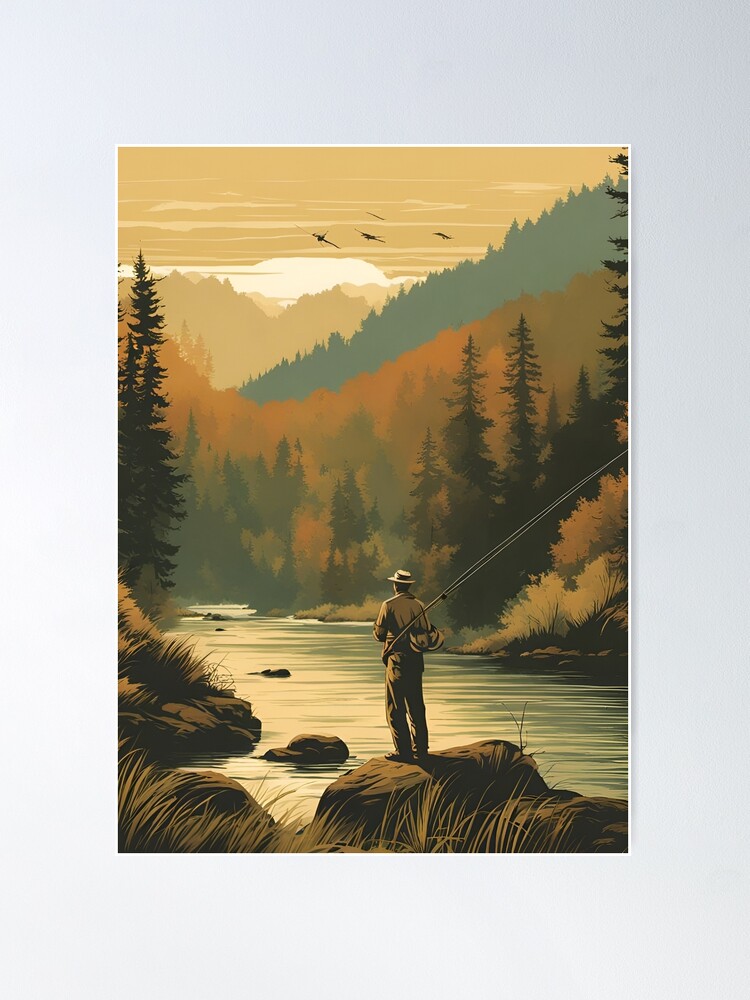 Fly Fishing Print From the 19th Century, Printable Wall Art