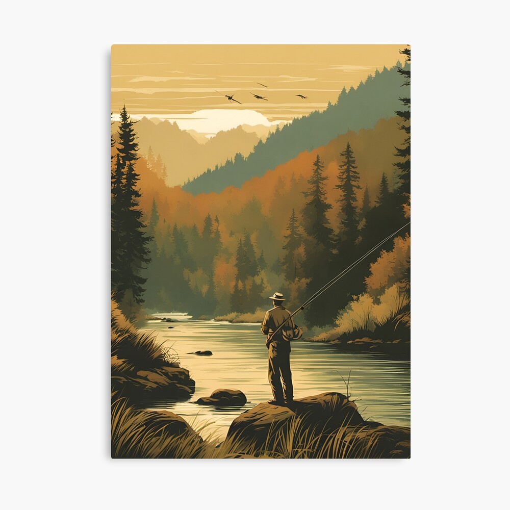 Vintage Retro Travel Classic Sportsman Fly Fishing Retro Poster