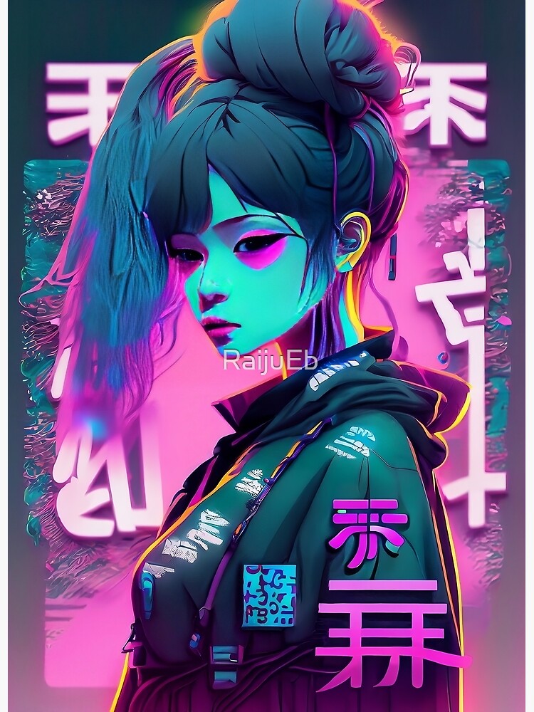 Cyberpunk Anime Girl by Toon Lord Anime Aesthetic Wall Art 