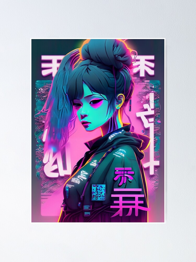 Cyberpunk Anime Girl by Toon Lord Anime Aesthetic Wall Art 