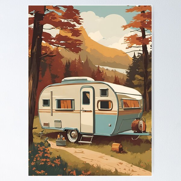 Vintage Camping Trailer Poster Poster