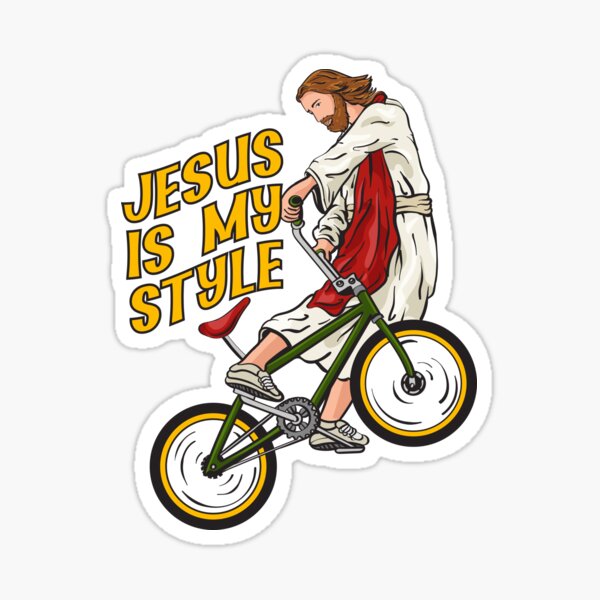Christ on a bicycle - BMX Jesus Sticker