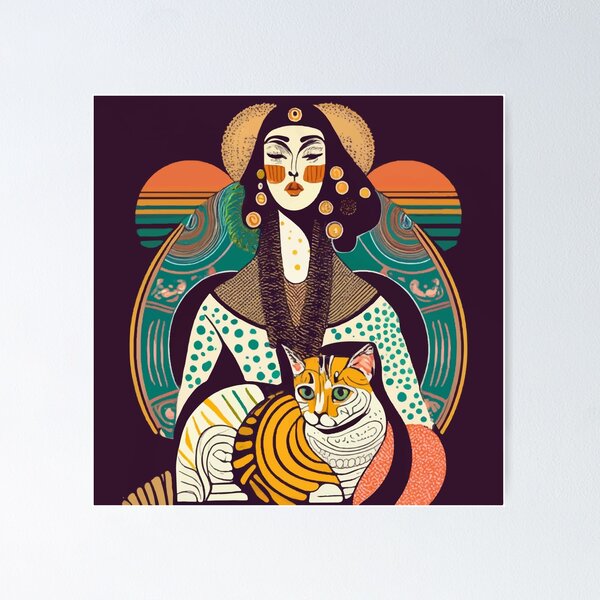 Item preview, Woman in the style of Gustav Klimt designed and sold by CatCoconut-Art.