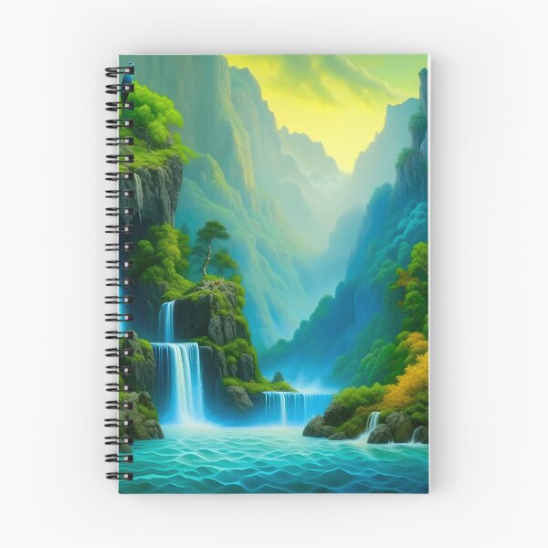 Item preview, Teal Blue Waterfall Vista Painting  designed and sold by celartinspire.