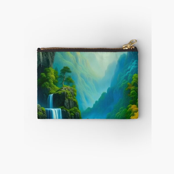 Item preview, Teal Blue Waterfall Vista Painting  designed and sold by celartinspire.