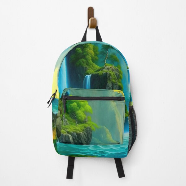 Item preview, Teal Blue Waterfall Vista Painting designed and sold by celartinspire.