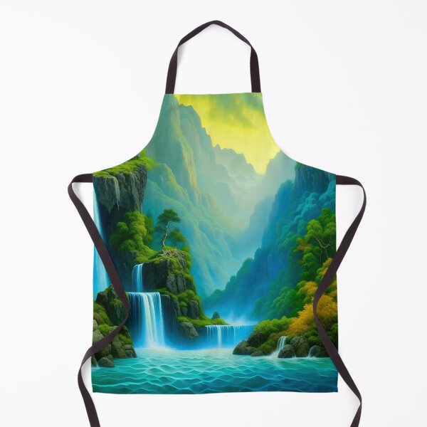 Item preview, Teal Blue Waterfall Vista Painting  designed and sold by celartinspire.