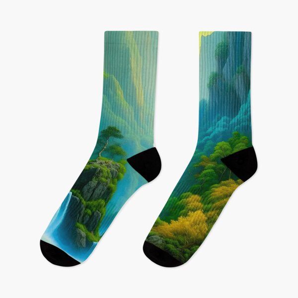 Item preview, Teal Blue Waterfall Vista Painting  designed and sold by celartinspire.